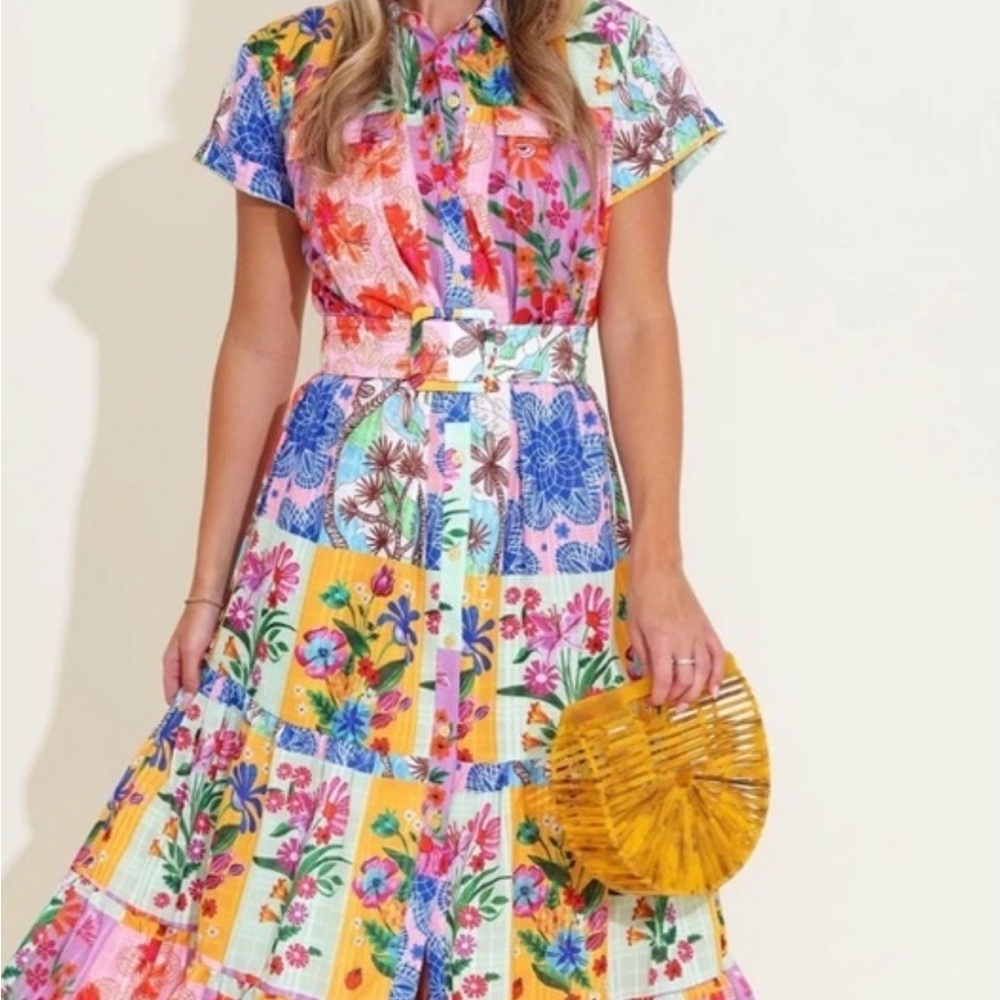 Patchwork Floral Maxi Dress in Multicolor